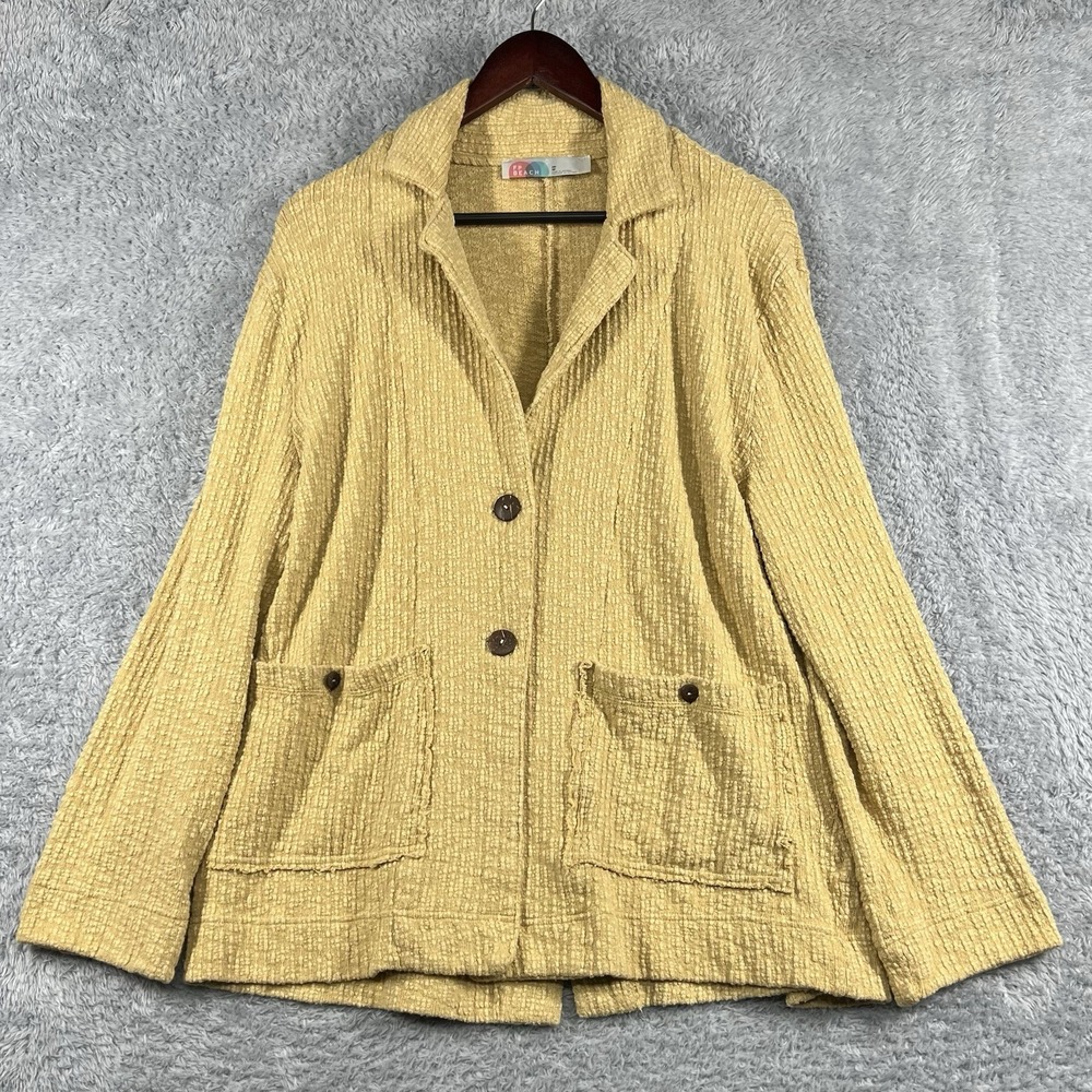 Free People Beach Blazer Jacket XS Gold Ginger Reign Textured Oversized Boho